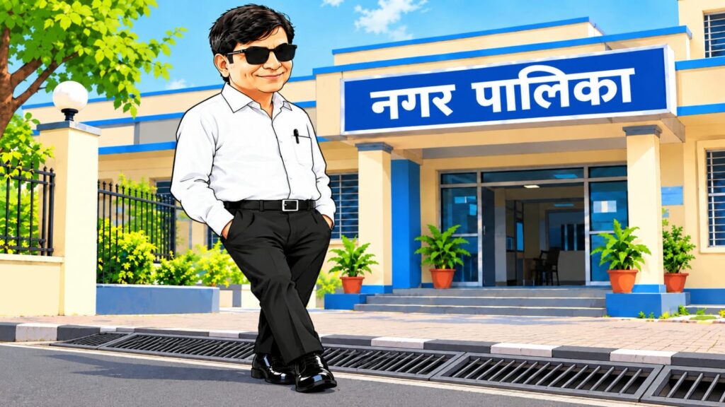 मुनीश बाबू का नया कमाल! नाली पर लोहे का जाल पालिका ने लगाया… लेकिन श्रेय पहुंच गया मुनीश बाबू के खाते में!
