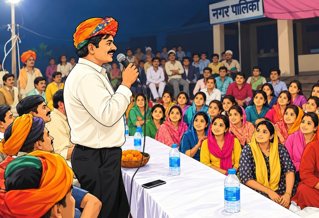 माला, साफा और माइक… मुनीश बाबू का नया अवतार!